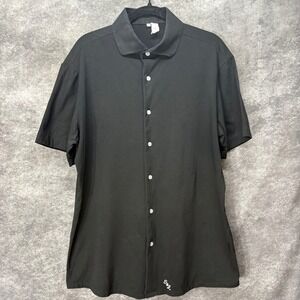 State & Liberty Mens Short Sleeve Button Up Shirt Size L Black Slim Fit